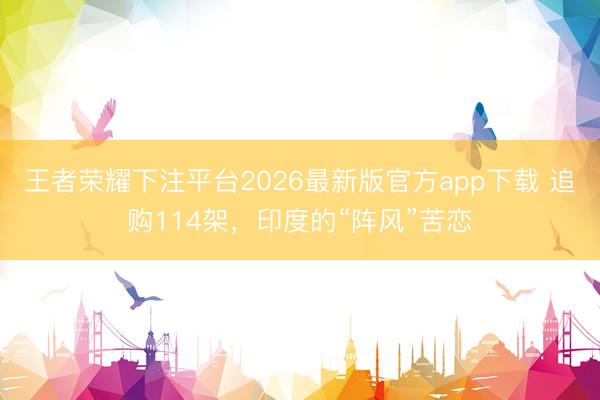 王者荣耀下注平台2026最新版官方app下载 追购114架,印度的“阵风”苦恋
