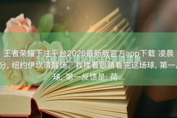 王者荣耀下注平台2026最新版官方app下载 凌晨两点四十五分， 纽约伊坎清醒场。我揉着眼睛看完这场球， 第一反馈是: 荷...