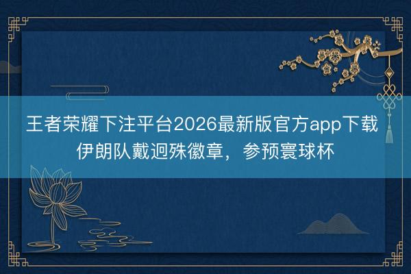 王者荣耀下注平台2026最新版官方app下载 伊朗队戴迥殊徽章，参预寰球杯