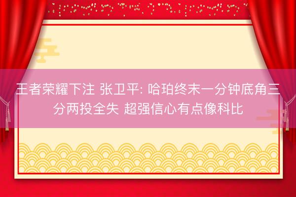 王者荣耀下注 张卫平: 哈珀终末一分钟底角三分两投全失 超强信心有点像科比