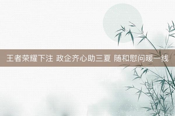 王者荣耀下注 政企齐心助三夏 随和慰问暖一线