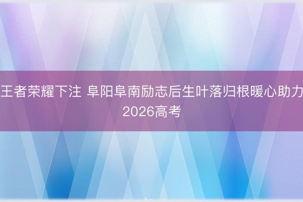 王者荣耀下注 阜阳阜南励志后生叶落归根暖心助力2026高考