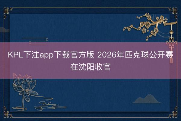 KPL下注app下载官方版 2026年匹克球公开赛在沈阳收官