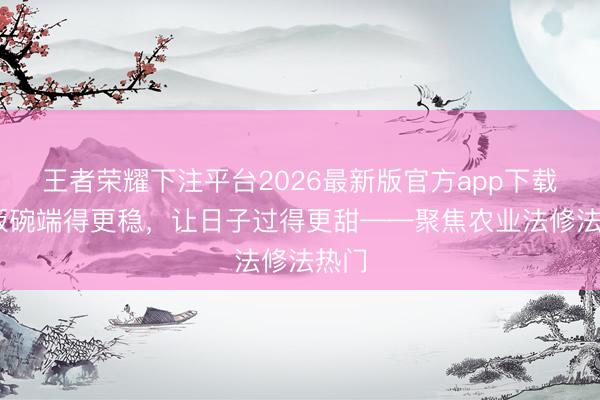 王者荣耀下注平台2026最新版官方app下载 把饭碗端得更稳，让日子过得更甜——聚焦农业法修法热门