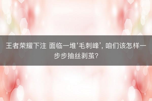 王者荣耀下注 面临一堆‘毛刺峰’, 咱们该怎样一步步抽丝剥茧?